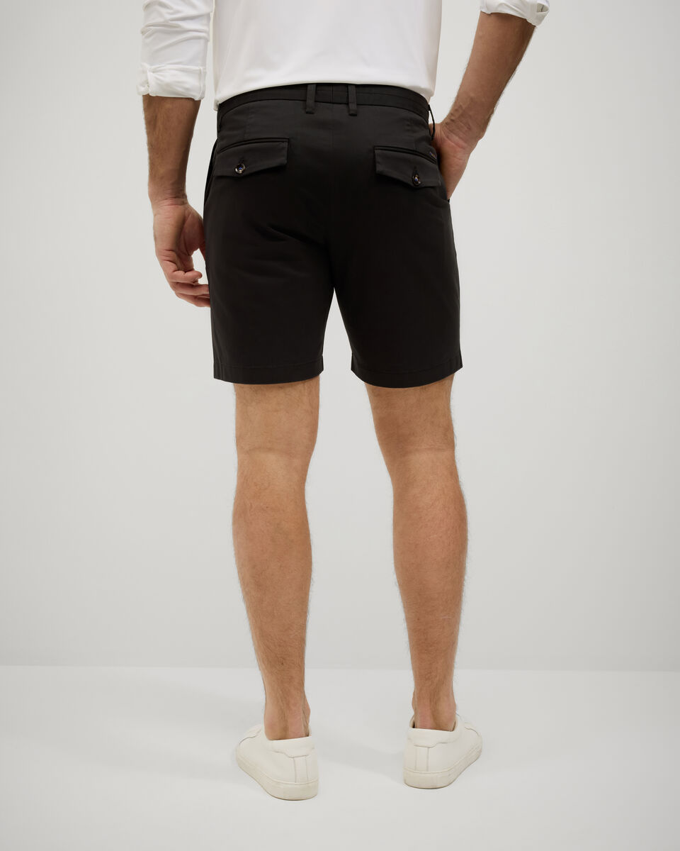 Slim Stretch Cotton Stretch Chino Short, Black, hi-res